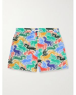 Drake's Ducks Straight-leg Mid-length Printed Shell Swim Shorts - Blue