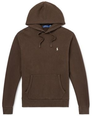 Polo Ralph Lauren Logo-Embroidered Cotton-Jersey Hoodie - Brown