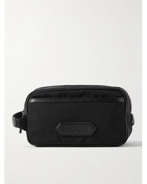 Tom Ford Leather-Trimmed Shell Wash Bag - Black
