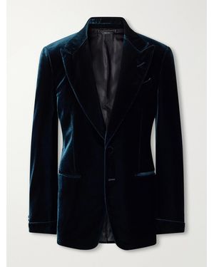 Tom Ford Shelton Velvet Tuxedo Jacket - Blue