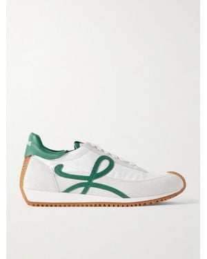 Loewe Flow Runner 2.0 Sneakers aus Veloursleder und Nylon mit Lederbesatz - Grün