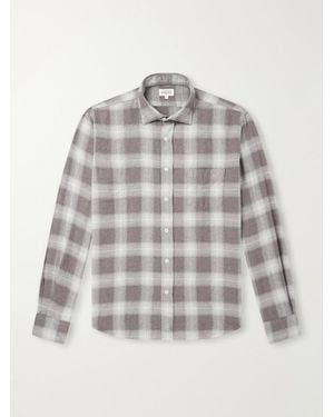 Hartford Paul Checked Cotton And Lyocell-Blend Flannel Shirt - Brown