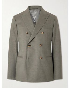 MR P. Double-breasted Wool And Linen-blend Suit Jacket - Green