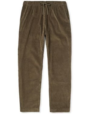 Hartford Joggy Straight-Leg Cotton-Corduroy Drawstring Pants - Green