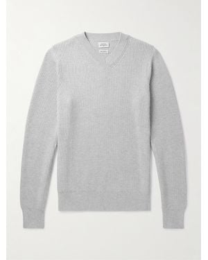 Hartford Ribbed Cotton And Cashmere-Blend Jumper - Grey