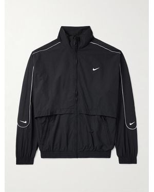 Nike Solo Swoosh Logo-Embroidered Nylon Jacket - Blue