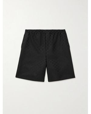 Gucci Wide-Leg Monogrammed Linen-Blend Jacquard Shorts - Black