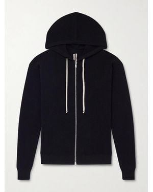 Rick Owens Ribbed Virgin Wool Zip-up Hoodie - Blue