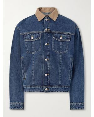 NN07 Roy 1847 Organic Corduroy-Trimmed Denim Jacket - Blue