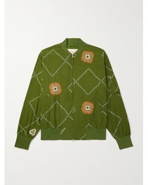 Kardo Embroidered Printed Cotton Jacket - Green