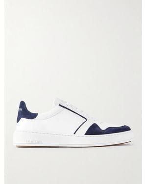 J.M. Weston On Time Oxford Suede-Trimmed Leather Sneakers - Blue