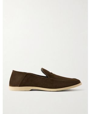 George Cleverley Mayfair Ii Collapsible-heel Suede Loafers - Brown