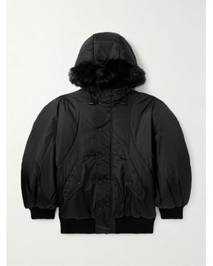 Simone Rocha Faux Fur-Trimmed Padded Tech-Shell Hooded Jacket - Black