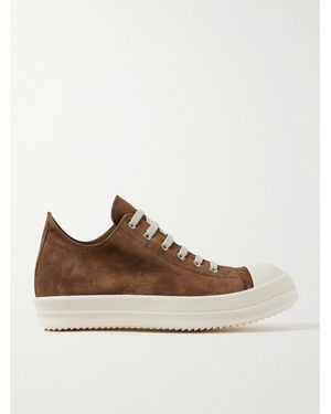 Rick Owens Ramones Rubber-Trimmed Leather Trainers - Brown