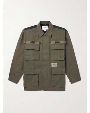 WTAPS Veiny Appliquéd Embroidered Cotton-Twill And Printed Ripstop Overshirt - Green