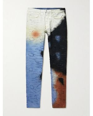 Givenchy Slim-Fit Tapered Distressed Tie-Dyed Jeans - Blue