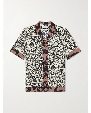 Dries Van Noten Camp-Collar Printed Satin Shirt - Black
