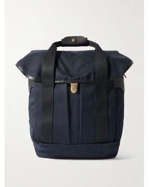 Bleu De Chauffe Chiloé Leather-Trimmed Waxed Cotton-Canvas Backpack - Blue