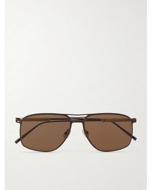 Brunello Cucinelli Triple-Bridge Aviator-Style Titanium Sunglasses - Brown