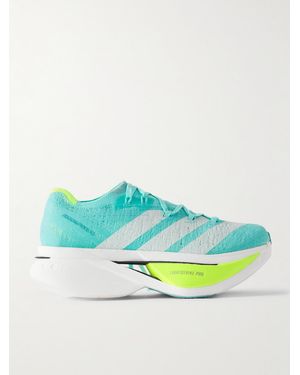adidas Originals Adizero Prime X3 Striped Rubber-Trimmed Strung Running Trainers - Blue