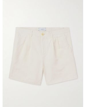 MR P. Straight-Leg Pleated Cotton And Linen-Blend Twill Shorts - Natural
