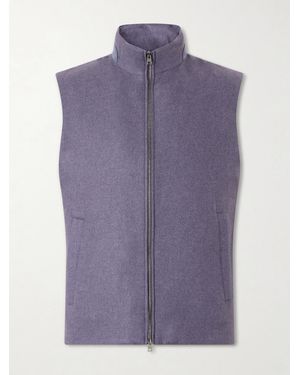 Herno Leather Trimmed Silk And Cashmere-Blend Vest - Purple
