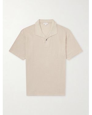 Sunspel Linen-Piqué Polo Shirt - Natural