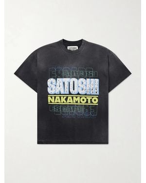 Satoshi Nakamoto Escape Reality Logo-Print Cotton-Jersey T-Shirt - Grey