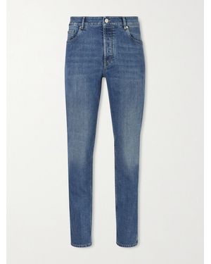Brunello Cucinelli Slim-Fit Straight-Leg Logo-Embroidered Jeans - Blue