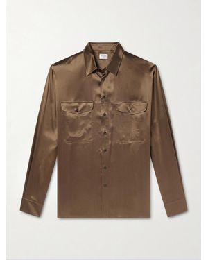 Saint Laurent Silk-satin Shirt - Brown