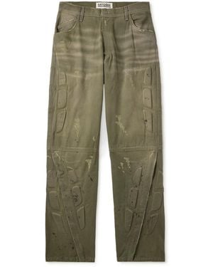 Satoshi Nakamoto Enduro Straight-Leg Padded Distressed Jeans - Green