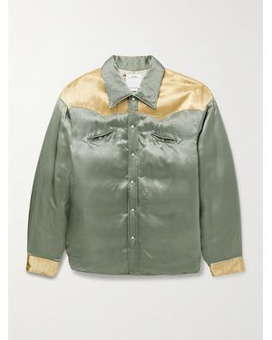 Visvim Paneled Padded Satin Down Jacket - Green