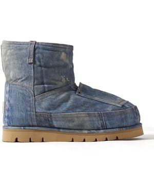 Acne Studios Shearling-Lined Trompe L'Oeil Suede Boots - Blue