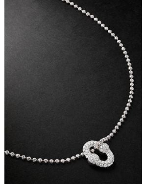 Greg Yuna Umlaut 18-karat White Gold Diamond Ball Chain Necklace - Black