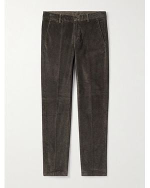 Eleventy Straight-Leg Stretch Cotton And Modal-Blend Corduroy Trousers - Grey