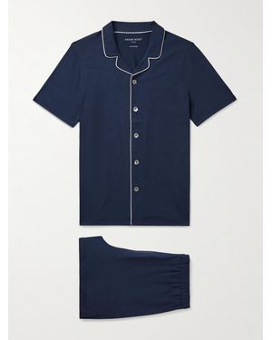 Derek Rose Basel Pyjama aus Stretch-MicroModal®-Jersey - Blau