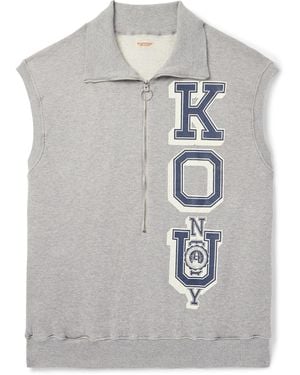 Kapital Ko.u Printed Cotton-jersey Half-zip Gilet - Gray