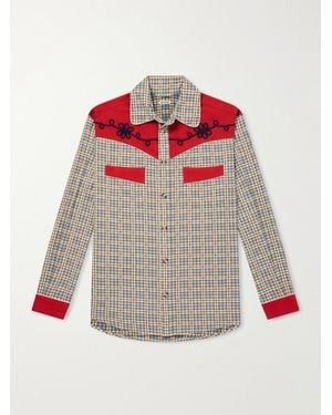 Bode River City Western Checked Cotton Shirt - Grey