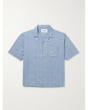 Corridor NYC Convertible-Collar Striped Cotton-Seersucker Shirt - Blue