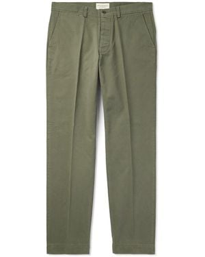Officine Generale Straight-leg Garment-dyed Cotton-twill Pants - Green