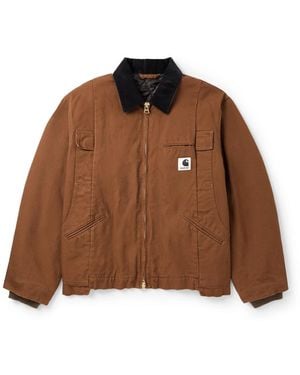 Sacai Carhartt Wip Cotton Corduroy-trimmed Paneled Cotton-canvas Jacket - Brown