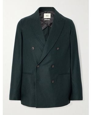 Altea Alain Double-Breasted Virgin Wool-Blend Flannel Blazer - Green