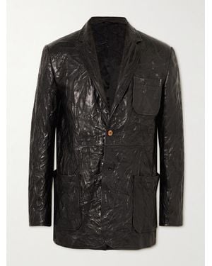 Acne Studios Crinkled-Leather Blazer - Black