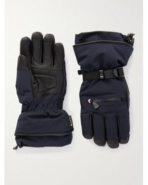 Moncler Leather-Trimmed Shell Ski Gloves - Blue