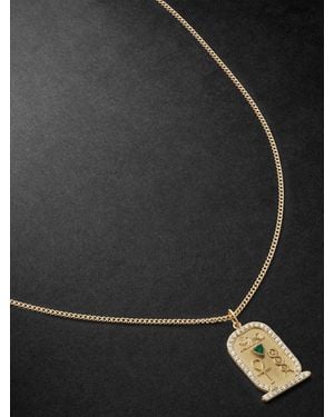 Jacquie Aiche Diamond And Emerald Pendant Necklace - Black