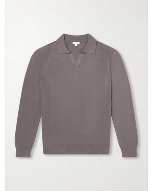 Sunspel Sea Island Cotton And Cashmere-Blend Polo Shirt - Grey