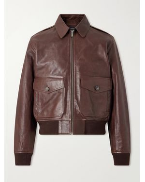 A.P.C. Gael Leather Jacket - Brown