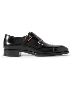 Tom Ford Elkan Leather Monk-Strap Shoes - Black