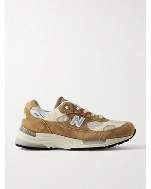 New Balance 992 Suede, Leather And Mesh Trainers - Natural