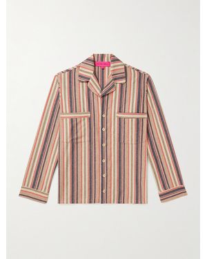 The Elder Statesman Striped Cashmere-Blend Flannel Shirt - Pink
